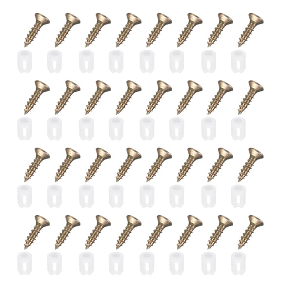 Uxcell 50 Pack 5.9x8.5mm Plastic Hinge Dowel Inserts with M4 Self-Tapping Screws for Furniture Cabinets Wardrobes Door, White