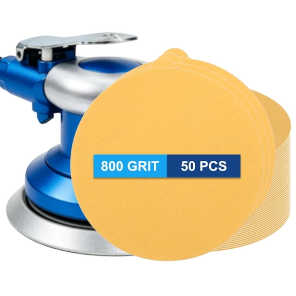 Uxcell 50 Pack 5 Inch PSA Sanding Discs 800 Grit Aluminum Oxide Self Adhesive Sticky-Back Sandpaper for DA Sander and Disc Sander, Good for Wood Car Paint Polish Fine Grinding, Yellow