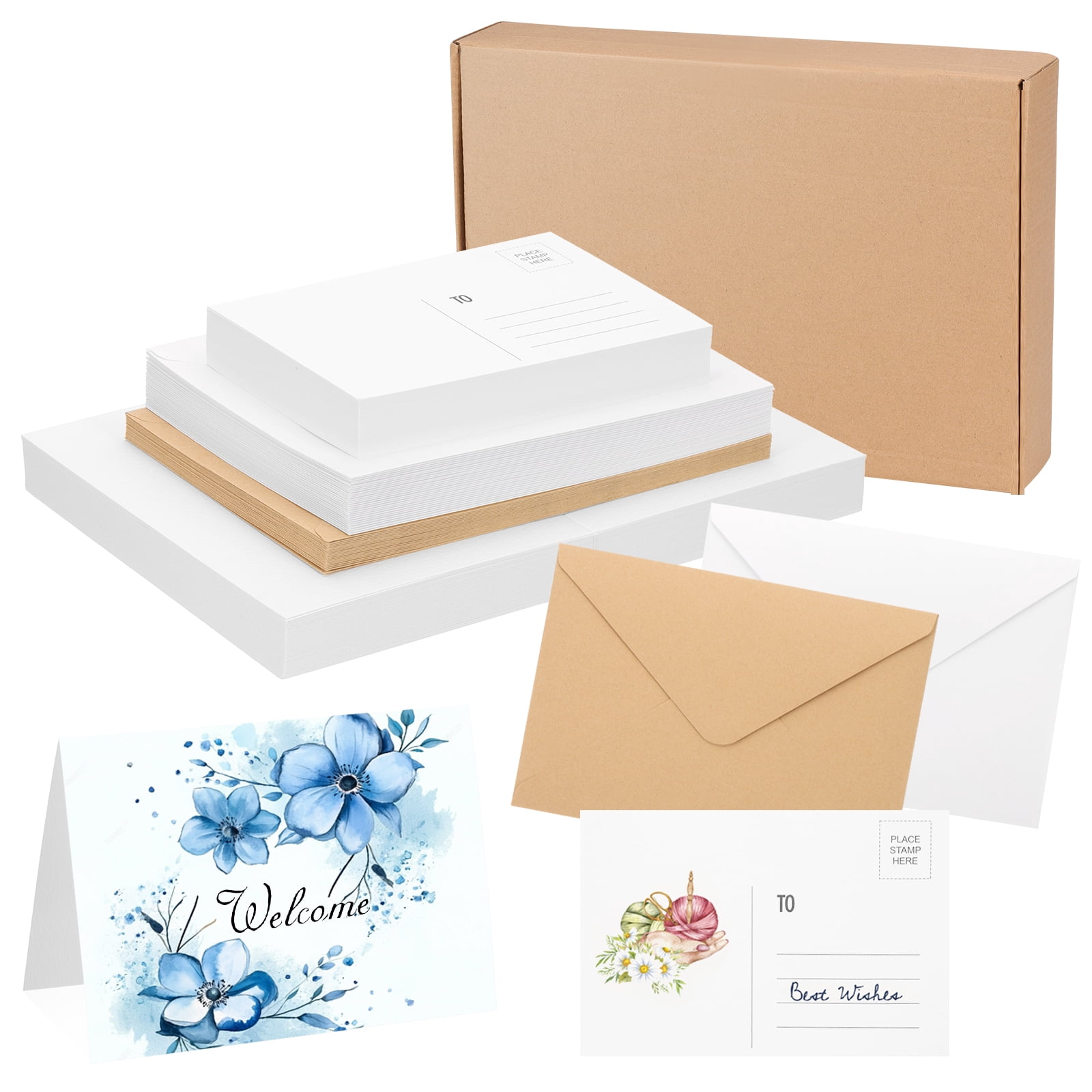 Uxcell 50 Pack 5x7 Inch Foldable Cards with Envelopes, 50 Pack ...