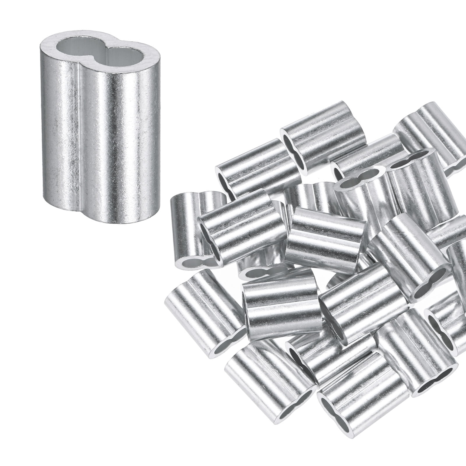 Uxcell 50-Pack Aluminum Crimping Loop Sleeves, 6mm 1/4 Double Round ...