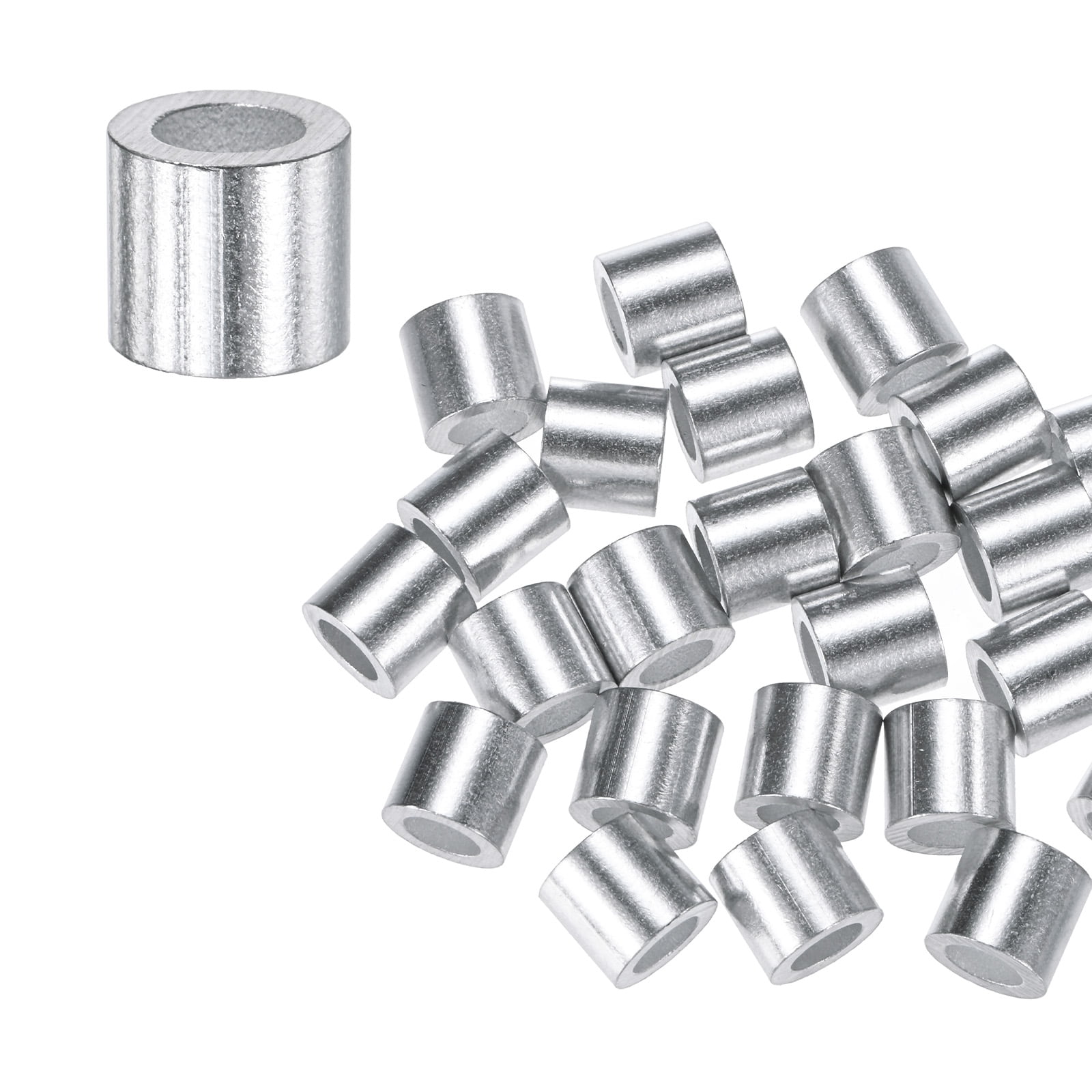 Wire Rope Rounded Box Uxcell 50-Pack Aluminum Crimping Loop Sleeves, 6mm 1/4 Round Barrel ...