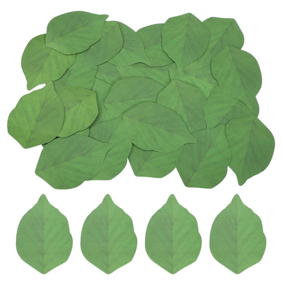 Uxcell 50 Pack Artificial Leaves Fall Leave Cutouts Leaf Green with Glue 3.7x2.4"