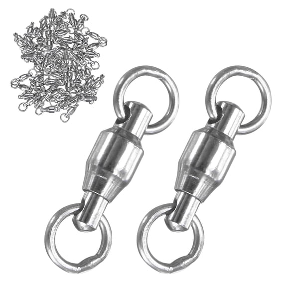 Uxcell 50-Pack Ball Bearing Fishing Swivels, 0# 0.59In (15mm) Stainless Steel Lure Leader Line Connector for Fishing [Silver]