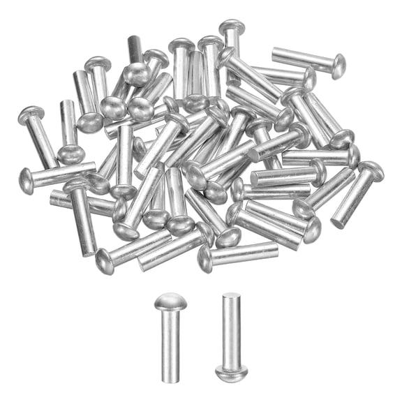 Uxcell 50 Pack Brazier Head Solid Aluminum Rivets, M4 Dia x 16mm Length Round Head Aluminum Boat Rivets for Repairing Boats, Machinery, Aircraft, Automobile Industry
