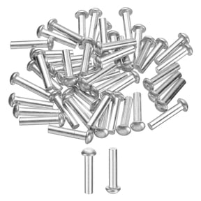 Uxcell 50 Pack Brazier Head Solid Aluminum Rivets, M4 Dia x 18mm Length Round Head Aluminum Boat Rivets for Repairing Boats, Machinery, Aircraft, Automobile Industry