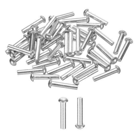 Uxcell 50 Pack Brazier Head Solid Aluminum Rivets, M4 Dia x 20mm Length Round Head Aluminum Boat Rivets for Repairing Boats, Machinery, Aircraft, Automobile Industry
