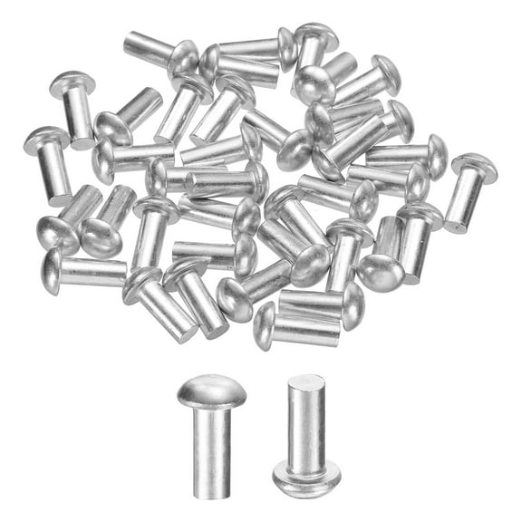 Uxcell 50 Pack Brazier Head Solid Aluminum Rivets, M5 Dia x 12mm Length Round Head Aluminum Boat Rivets for Repairing Boats, Machinery, Aircraft, Automobile Industry