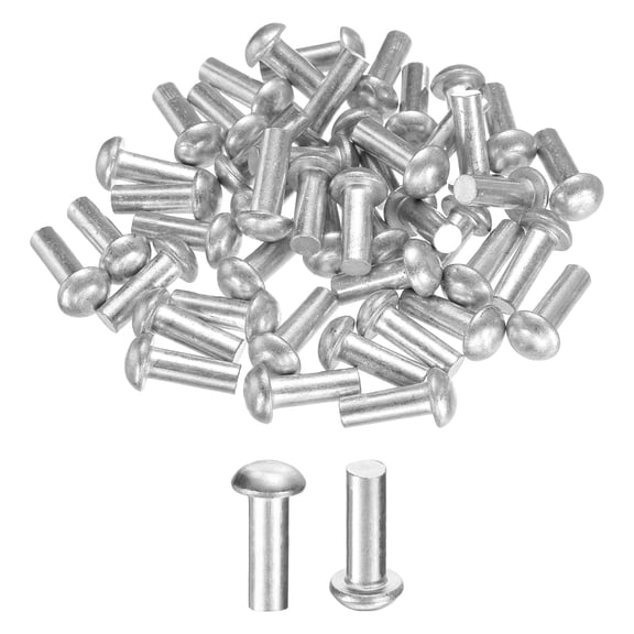 Uxcell 50 Pack Brazier Head Solid Aluminum Rivets, M5 Dia x 14mm Length Round Head Aluminum Boat Rivets for Repairing Boats, Machinery, Aircraft, Automobile Industry