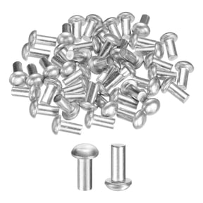 Uxcell 50 Pack Brazier Head Solid Aluminum Rivets, M6 Dia x 12mm Length Round Head Aluminum Boat Rivets for Repairing Boats, Machinery, Aircraft, Automobile Industry