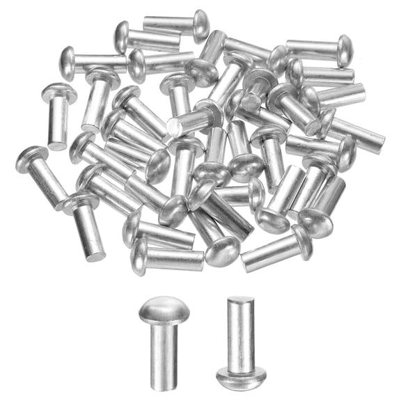 Uxcell 50 Pack Brazier Head Solid Aluminum Rivets, M6 Dia x 16mm Length Round Head Aluminum Boat Rivets for Repairing Boats, Machinery, Aircraft, Automobile Industry