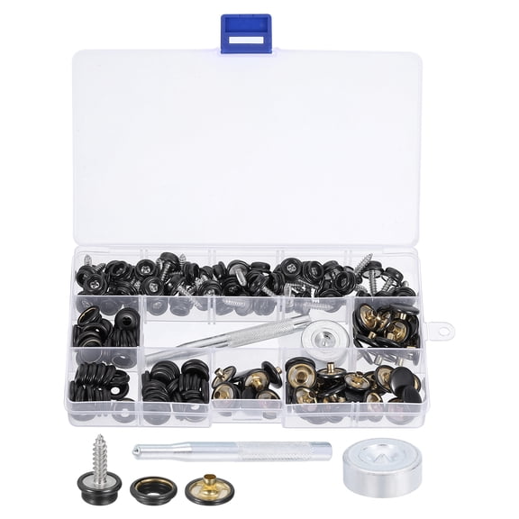 Uxcell 50 Pack Canvas Snap Kit, Fastener Tool Marine Grade Boat Canvas Snaps Heavy Duty Snap, Dark Bronze