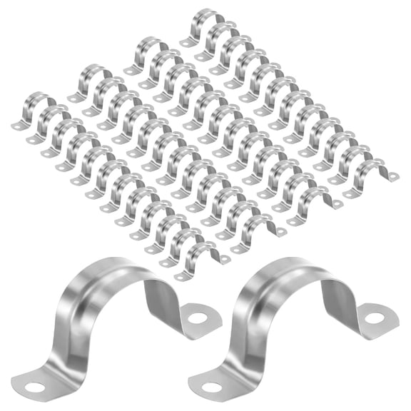 Uxcell 50-Pack Conduit Clamps, 1-1/4" 304 Stainless Steel Rigid Pipe Strap M32 U Bracket Pipe Clamps for Plumbing