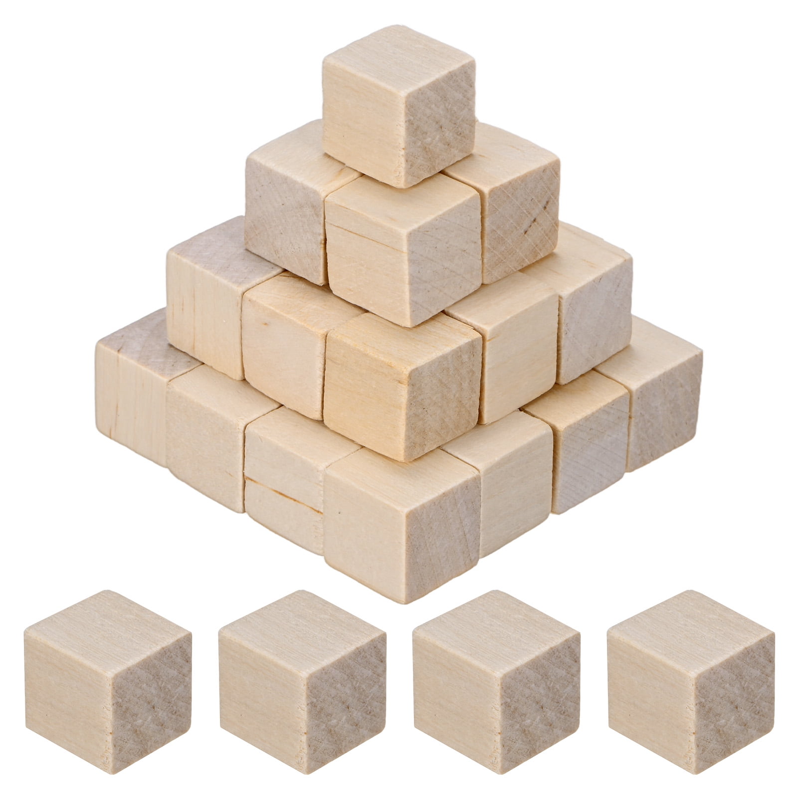 Uxcell 50-Pack DIY Wooden Cube, 1.5cm Square Colored Natural Wood Blocks, Natural Tone