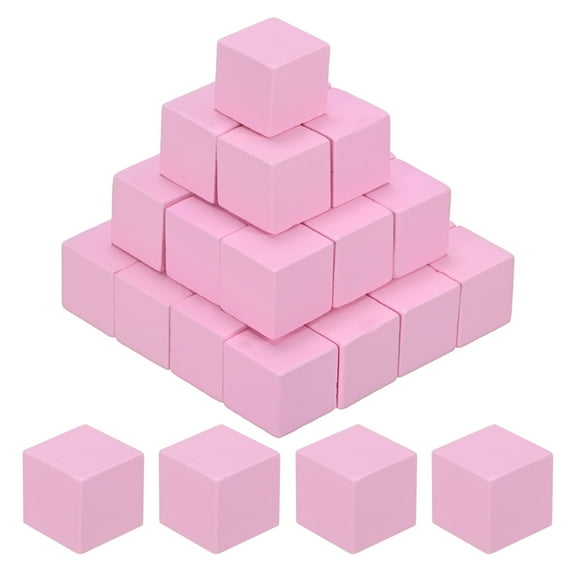 Uxcell 50-Pack DIY Wooden Cube, 1.5cm Square Colored Natural Wood Blocks, Pink