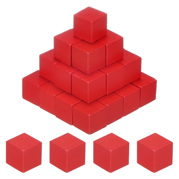 Uxcell 50-Pack DIY Wooden Cube, 1cm Square Colored Natural Wood Blocks, Red