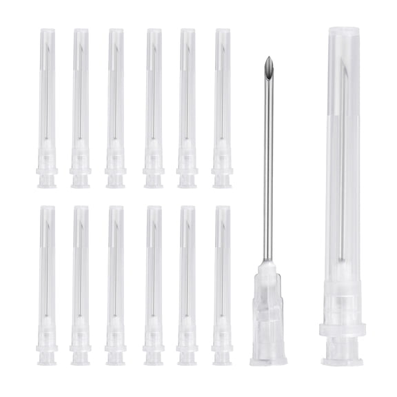 Uxcell 50 Pack Dispensing Needle 16 Gauge 1.5 Inch, Luer Lock Lab Dispensing Needle, Stainless Steel Tips for Laboratory Industrial Dispensing Refilling Inks Liquid Glue, (White)