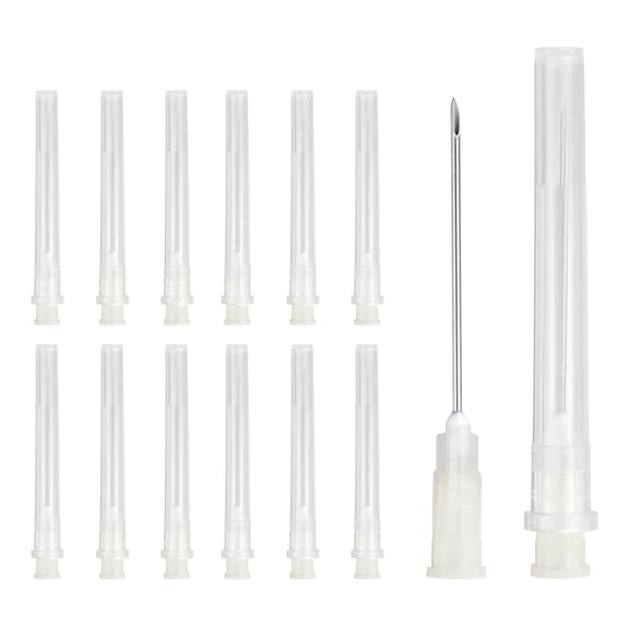 Uxcell 50 Pack Dispensing Needle 19 Gauge 1.5 Inch, Luer Lock Lab Dispensing Needle, Stainless Steel Tips for Laboratory Industrial Dispensing Refilling Inks Liquid Glue, (Light Yellow)