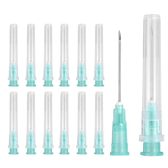 Uxcell 50 Pack Dispensing Needle 21 Gauge 1 Inch, Luer Lock Lab Dispensing Needle, Stainless Steel Tips for Laboratory Industrial Dispensing Refilling Inks Liquid Glue, (Light Green )
