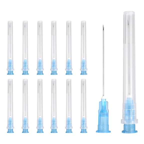 Uxcell 50 Pack Dispensing Needle 23 Gauge 1.5 Inch, Luer Lock Lab Dispensing Needle, Stainless Steel Tips for Laboratory Industrial Dispensing Refilling Inks Liquid Glue, (Blue)