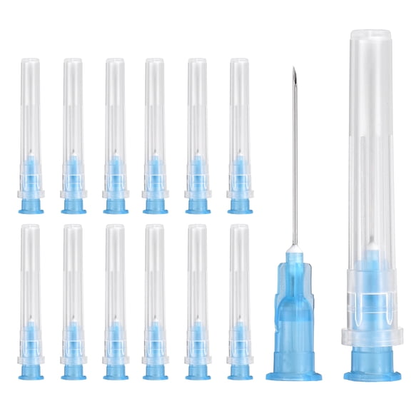 Uxcell 50 Pack Dispensing Needle 23 Gauge 1 Inch, Luer Lock Lab Dispensing Needle, Stainless Steel Tips for Laboratory Industrial Dispensing Refilling Inks Liquid Glue, (Blue)