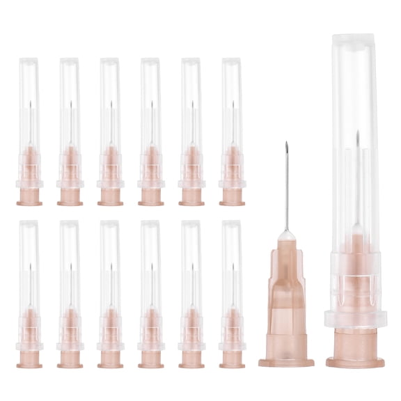 Uxcell 50 Pack Dispensing Needle 26 Gauge 0.5 Inch, Luer Lock Lab Dispensing Needle, Stainless Steel Tips for Laboratory Industrial Dispensing Refilling Inks Liquid Glue, (Brown)