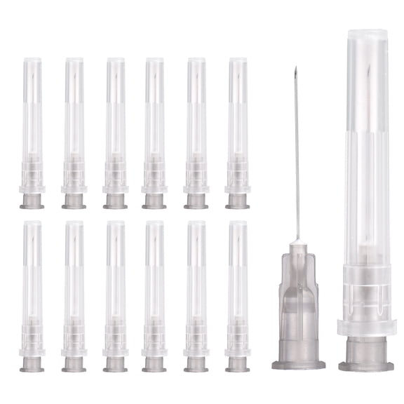 Uxcell 50 Pack Dispensing Needle 27 Gauge 1 Inch, Luer Lock Lab Dispensing Needle, Stainless Steel Tips for Laboratory Industrial Dispensing Refilling Inks Liquid Glue, (Gray)
