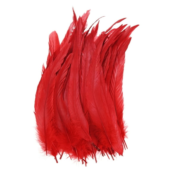 Uxcell 50-Pack Feathers for Crafting, Red 9.84-11.81 Inch Natural Fluffy Feathers Plume for Wedding Decorations Feathers