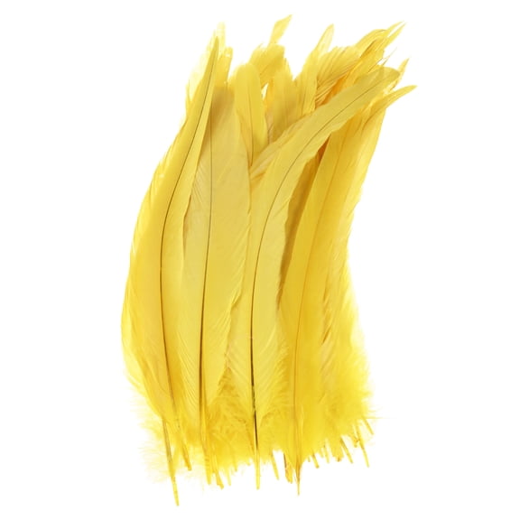 Uxcell 50-Pack Feathers for Crafting, Yellow 9.84-11.81 Inch Natural Fluffy Feathers Plume for Wedding Decorations Feathers