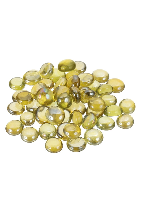 50 Pack Flat Glass Marbles, Decorative Glass Pebbles Gems Marble Beads Gemstone Vase Fillers Beads for Home Decorative Art Craft Vase Filler, Brown(12-14mm)