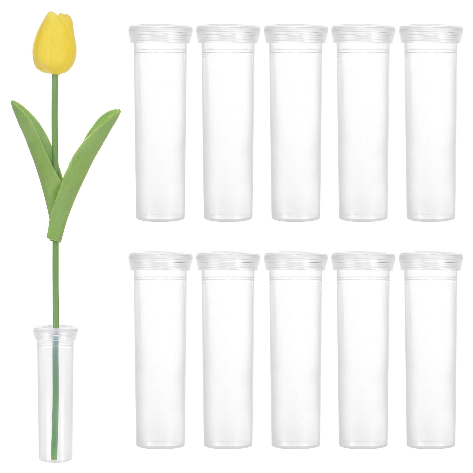 Uxcell 50 Pack Floral Water Tubes, 60ml Reusable Plastic Floral Tubes[Transparent]