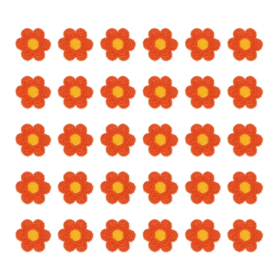 Uxcell 50 Pack Flower Sew on Patches, 35 x 35mm Crochet Flower Applique, Orange