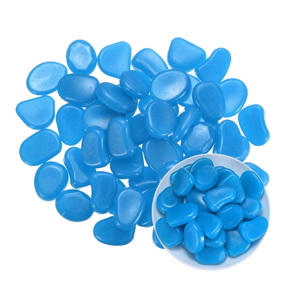 Uxcell 50-Pack Glow in the Dark Rocks, 1.77" Resin Outdoor Garden Decorations Luminous Pebbles Stones [Dark blue]
