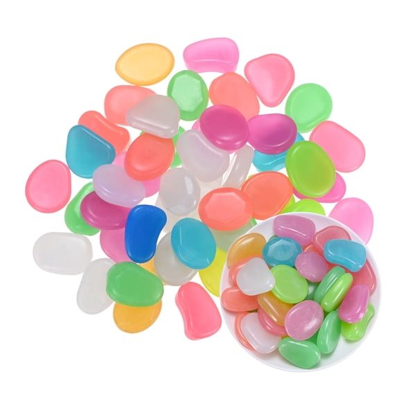Uxcell 50-Pack Glow in the Dark Rocks, 1.77" Resin Outdoor Garden Decorations Luminous Pebbles Stones [Multicolor]
