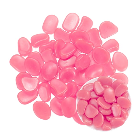 Uxcell 50-Pack Glow in the Dark Rocks, 1.77" Resin Outdoor Garden Decorations Luminous Pebbles Stones [Pink]
