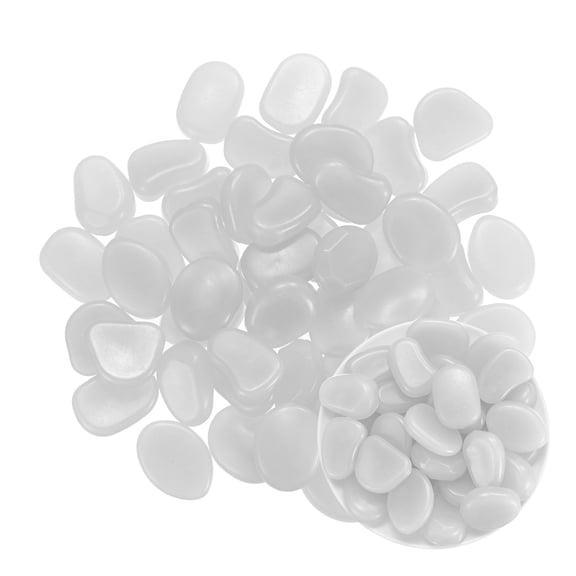 Uxcell 50-Pack Glow in the Dark Rocks, 1.77" Resin Outdoor Garden Decorations Luminous Pebbles Stones [White]