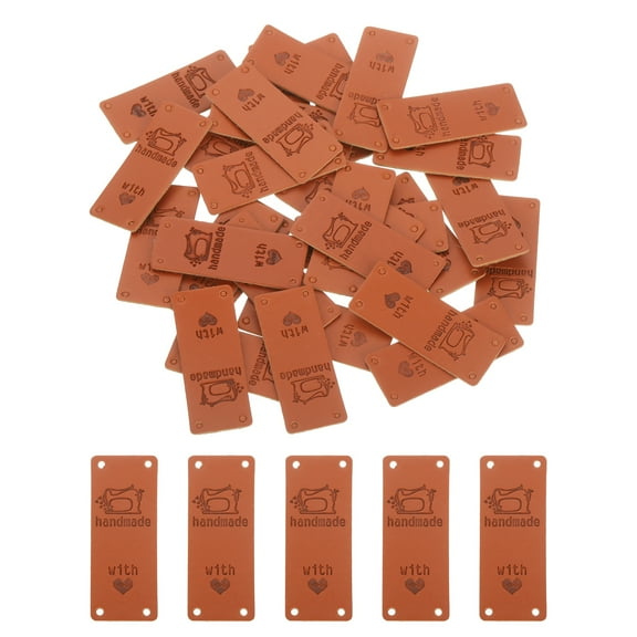 Uxcell 50 Pack Handmade Leather Labels, Handmade Tags Button 50x20mm, Sewing Machine