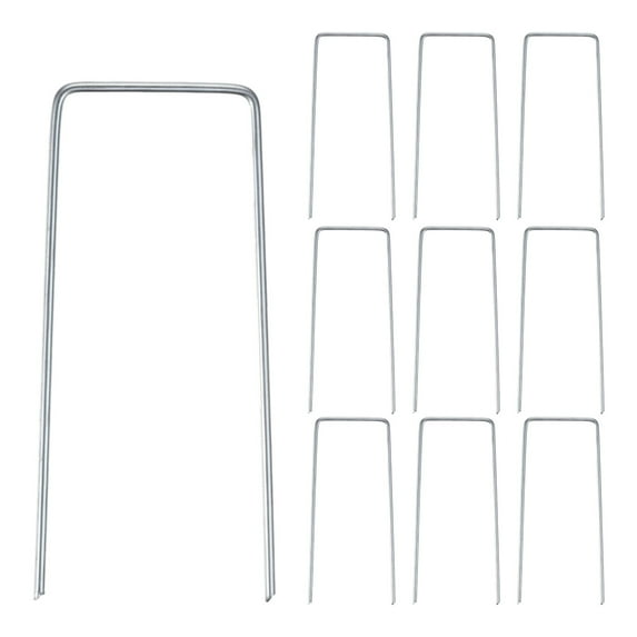 Uxcell 10 Pcs Landscape Staples 4" 10 Gauge Garden Stakes Silver