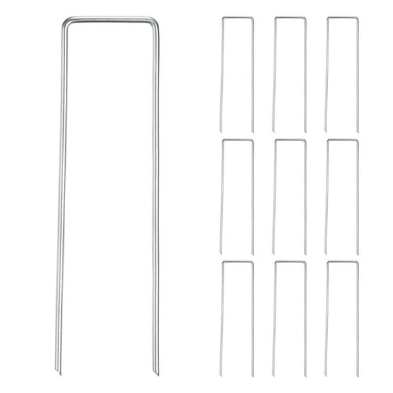 Uxcell 10 Pcs Landscape Staples 6" 12 Gauge Garden Stakes Silver
