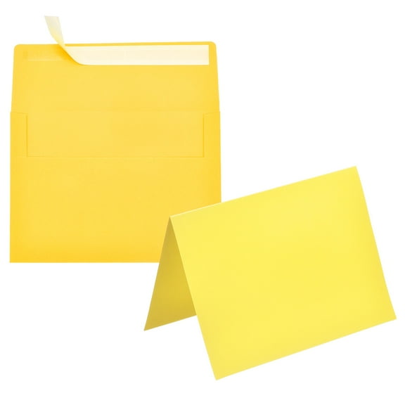 Uxcell 50 Pack Lemon Yellow 5x7 Envelopes with Cards Self Seal A7 Envelopes for Greeting Cards and Invitations