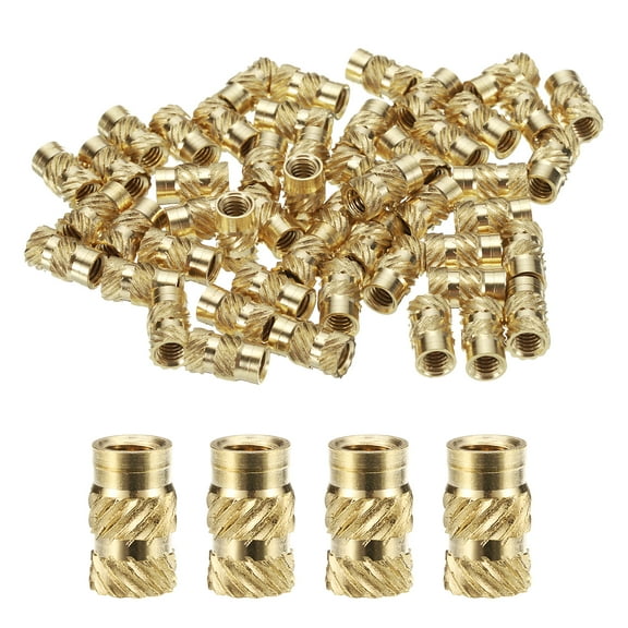 Uxcell 50 Pack M4 Threaded Inserts Brass Heat Set Insert M4x10mm, OD 6mm Knurled Insert Nuts