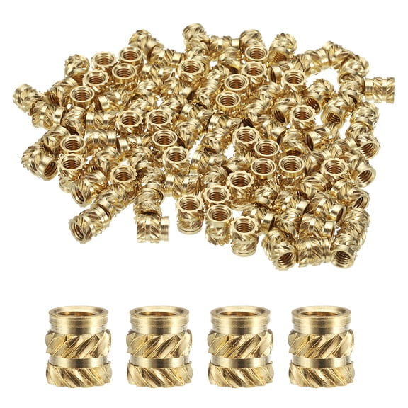 Uxcell 50Pcs M4 Threaded Inserts Brass Heat Set Insert M4x6.5mm, OD 6mm Knurled Nuts
