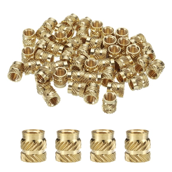 Uxcell 50 Pack M6 Threaded Inserts Brass Heat Set Insert M6x9mm, OD 8mm Knurled Insert Nuts