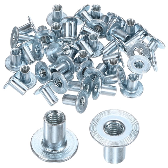 Uxcell 50-Pack M6x15mm T-Nuts Zinc Plated Carbon Steel Tee Nut Round Base Weld Nuts Silver