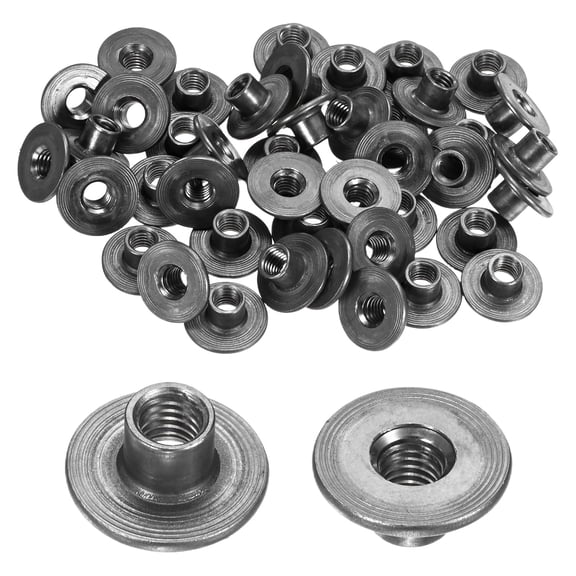 Uxcell 50-Pack M6x8mm T-Nuts Zinc Plated Carbon Steel Tee Nut Round Base Weld Nuts Gray