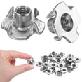 thumbnail image 1 of Uxcell 50-Pack M6x9mm T-nut, Stainless Steel 4-Pronged Tee Nut Threaded Insert Corrosion Resistant Fasteners, 1 of 7
