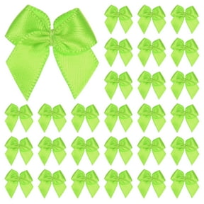 Uxcell 50 Pack Mini Craft Ribbon Bow 0.98 x 0.98 inch Checkered Fabric Satin Ribbon Bows Boutique for DIY Green