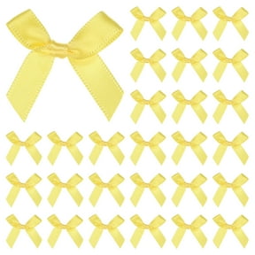 Uxcell 50 Pack Mini Craft Ribbon Bow 1.6 x 1.6 inch Checkered Fabric Satin Ribbon Bows Boutique Yellow