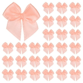 Uxcell 50 Pack Mini Craft Ribbon Bow 0.98 x 0.98 inch Checkered Fabric Satin Ribbon Bows Boutique for DIY Light Orange