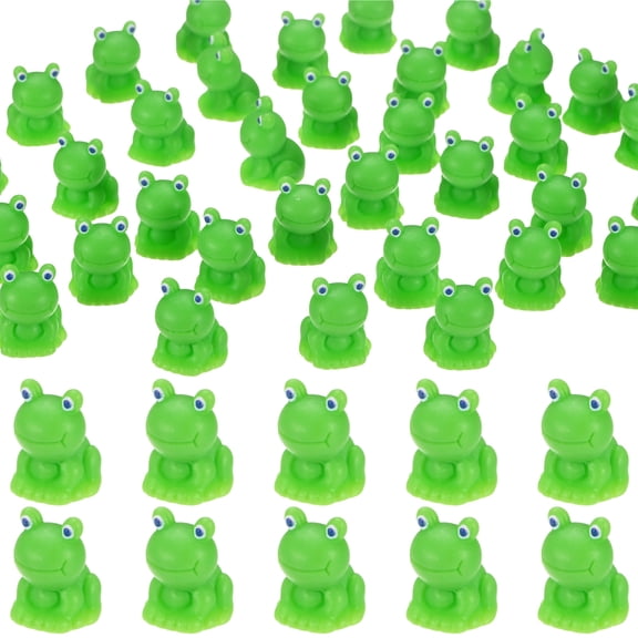 Uxcell 50-Pack Mini Resin Frogs, Small Tiny Frog Figurines for Fairy Garden Decor/Micro Landscaping Home/Aquarium [Light Green]