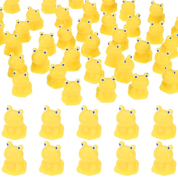 Uxcell 50-Pack Mini Resin Frogs, Small Tiny Frog Figurines for Fairy Garden Decor/Micro Landscaping Home/Aquarium [Yellow]
